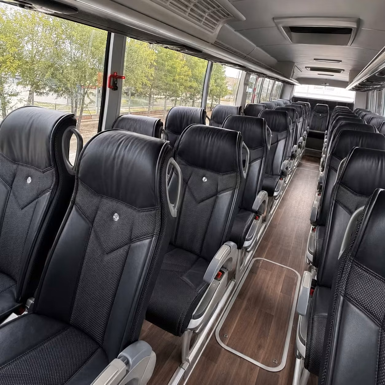 flint charter bus rental interior